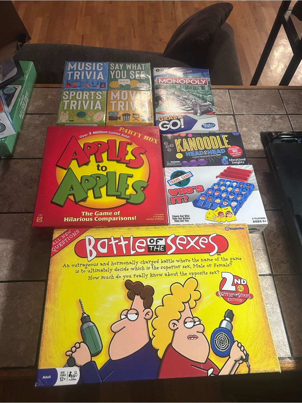 Lot of Classic Party Board Games - Apples to Apples, Battle of the Sexes + More